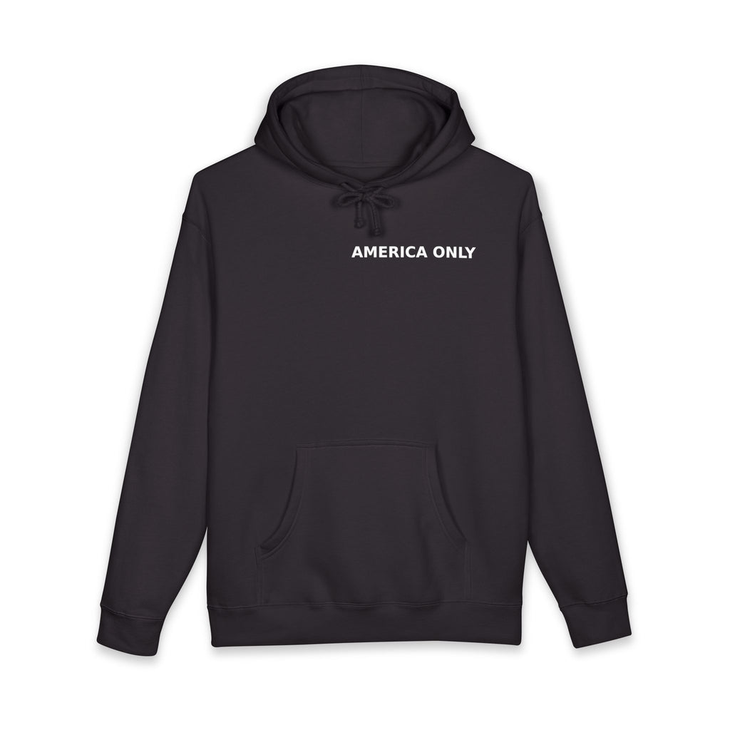 America Only Hoodie — Minimalist Patriotic Black Pullover