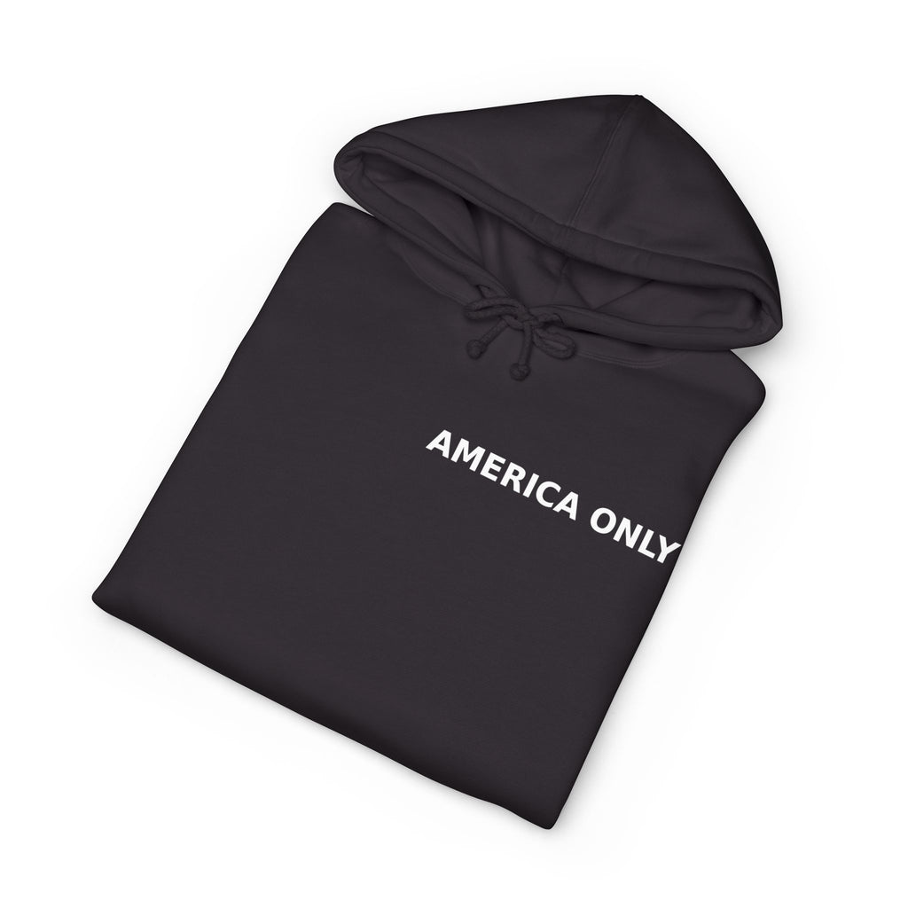 America Only Hoodie — Minimalist Patriotic Black Pullover